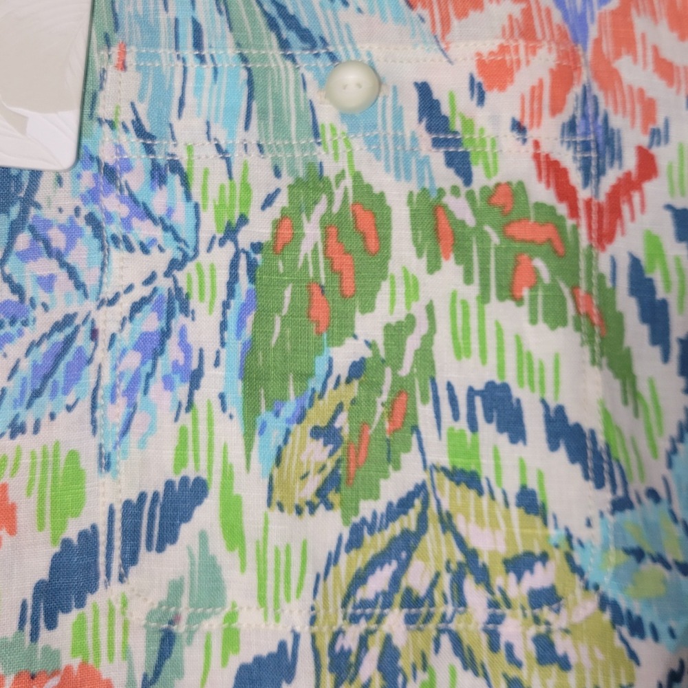 Tommy Bahama Fresca Gardens Button‎ Shirt Mens Medium 100% Linen Floral Colorful - Picture 4 of 16